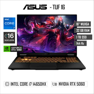 LAPTOP ASUS TUF F16  FX608JMR -16″ WUXGA – INTEL CORE I7 14650HX – 32GB RAM – 1TB SSD – RTX 5060 8GB