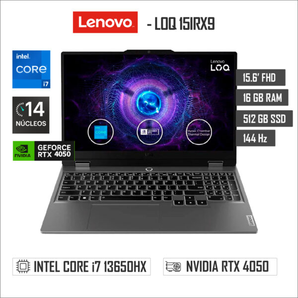 LAPTOP LENOVO LOQ 15IRX9 -15.6″ FULL HD – INTEL CORE I7 13650HX – 16GB RAM – 512GB SSD – RTX 4050 6GB